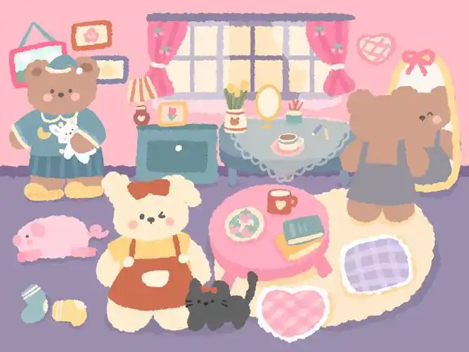 熊熊子的秋天少女心可爱ipad壁纸