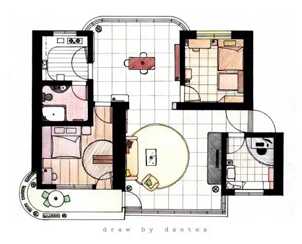 手绘:室内设计平面图 - 一茶 - dantea的博客