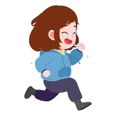 奔跑运动跑步女孩健身运动长跑锻炼手绘卡通psd素材