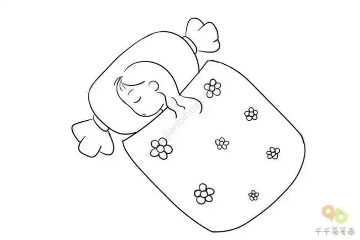 正在睡梦中的小女孩简笔画