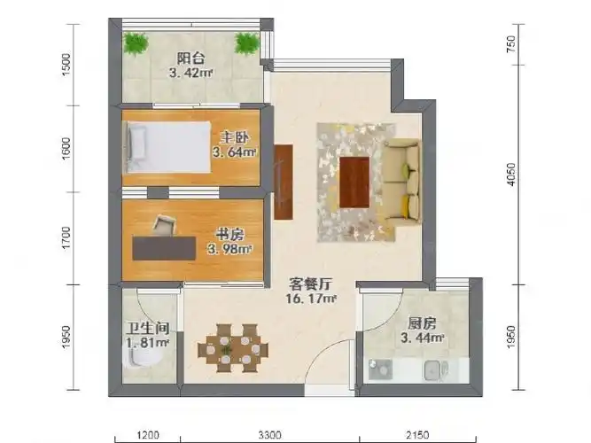 禹洲大学城2室2厅1卫电梯房50平米
