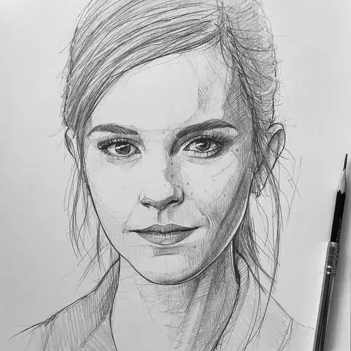 自动铅笔画的人物肖像和动物素描,精彩干净!