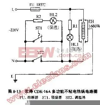 欧得cdk16a多功能不粘电热锅电路图