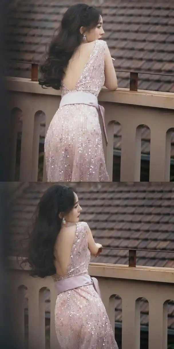 杨幂纱裙美背好身材写真壁纸图片 #杨幂