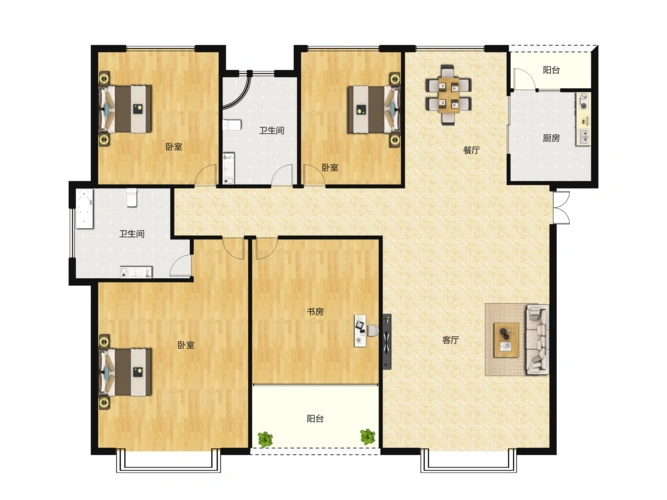 郑州七里香堤4室2厅2卫户型图,房型图,平面图-郑州喵房网