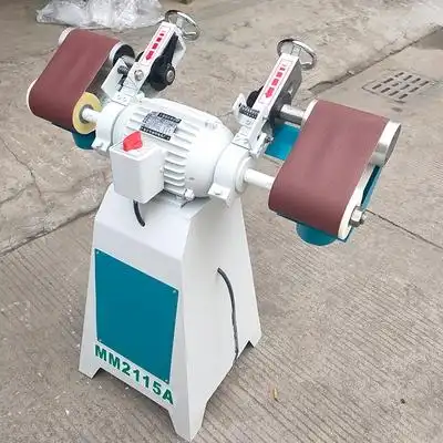 双头海绵轮砂光机带机抛光机卧式可调角度木工机械砂带机