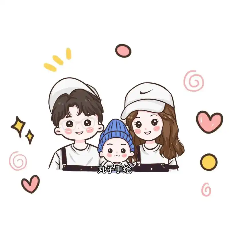 超可爱的一家三口全家福卡通头像来喽93.