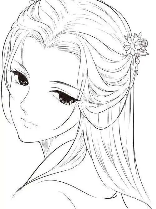 第2页简笔画|简单可爱古风人物女孩小姐姐线稿简笔画古风古风女生人物