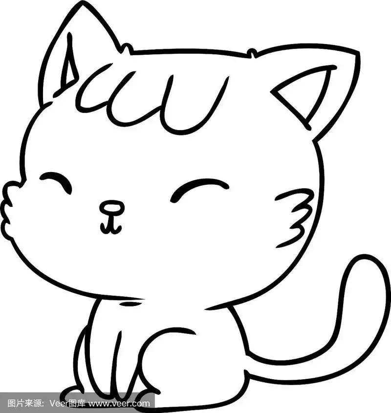 可爱的卡哇伊猫的线条画