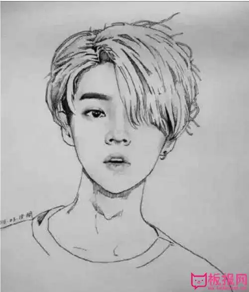 鹿晗素描头像,一鹿纵横随晗相伴