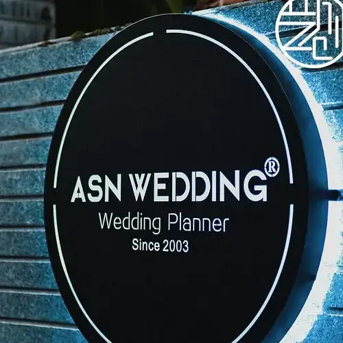 创意镂空灯箱定做圆形背发光户外金属悬挂门头制作不锈钢电镀灯箱