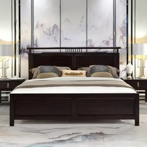 实木现代新中式檀木木床卧室双人床18米轻奢原木实木床