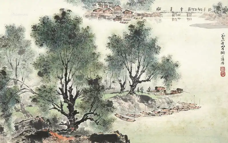 【1978年作 江南水乡 立轴 纸本】拍卖品_图片_价格_鉴赏_绘画_雅昌