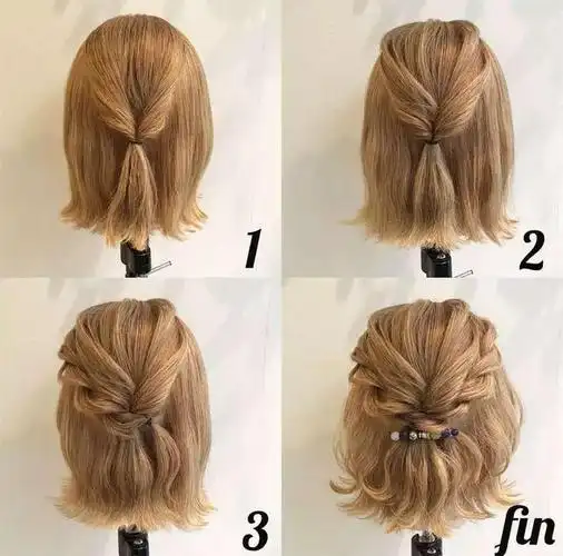 八款短发编发教程简单实用一学就会,留波波头的妹子再也不喊热了