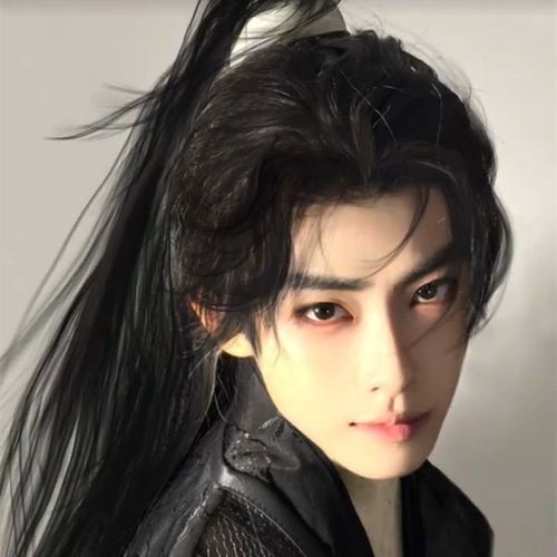 古风假头男新中式高马尾国风帅气少年感中长发汉服清冷感全头套