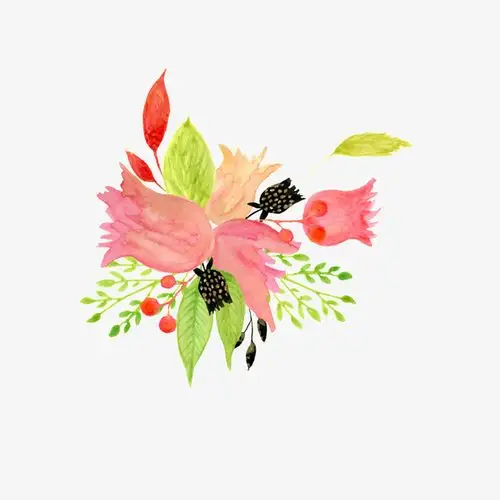 手绘水彩粉嫩花卉装饰图案