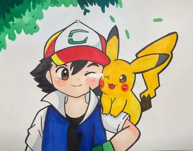 马克笔手绘儿童画动漫人物q版人物宝可梦