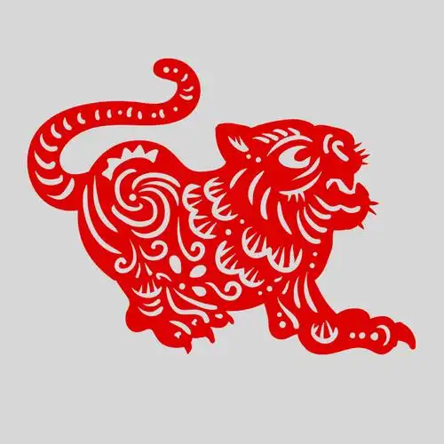 传统手工剪纸窗花老虎动物儿童幼儿园纸质镂空贴纸装饰画作品虎