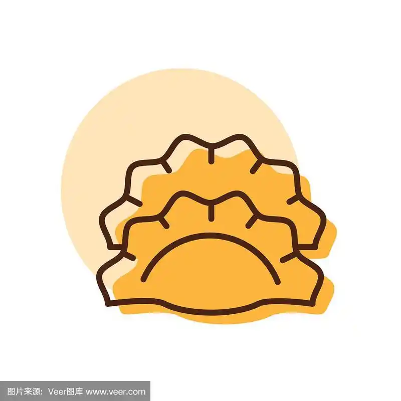 两个饺子,锅贴或饺子矢量图标