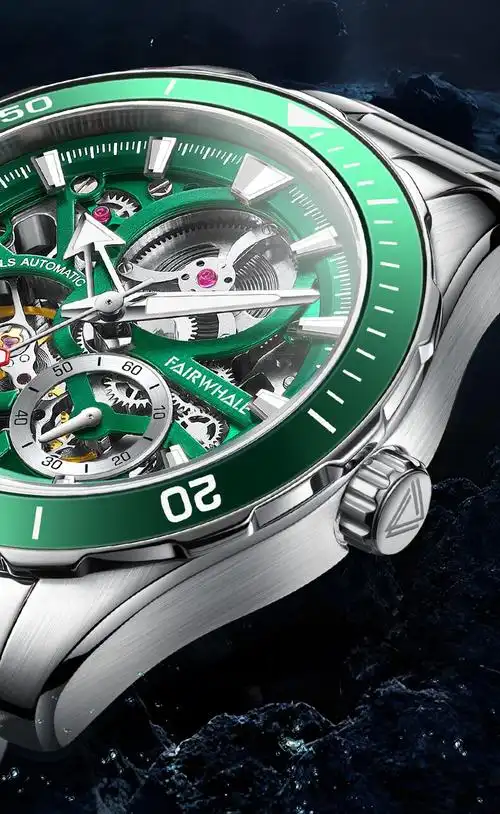 马克华菲(fairwhale) 马克华菲手表男2022新款水鬼绿全自动防水机械