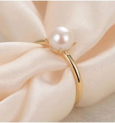 gnpearl/京润珍珠 后冠 g18k金镶海水珍珠戒指5.