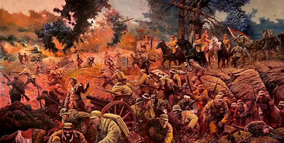 教授近期创作的大型历史油画,展现了发生于1940年初的昆仑关战役