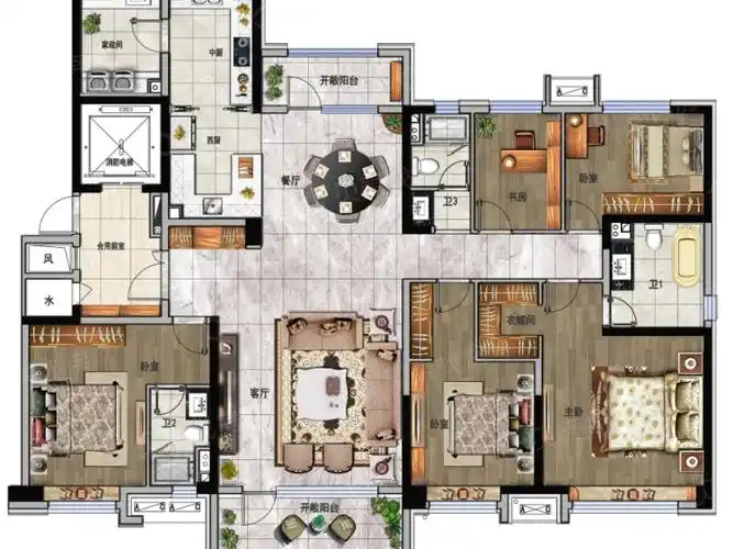 【济南魅力之城_济南济南魅力之城楼盘】五居室户型图|5室2厅1厨3卫建