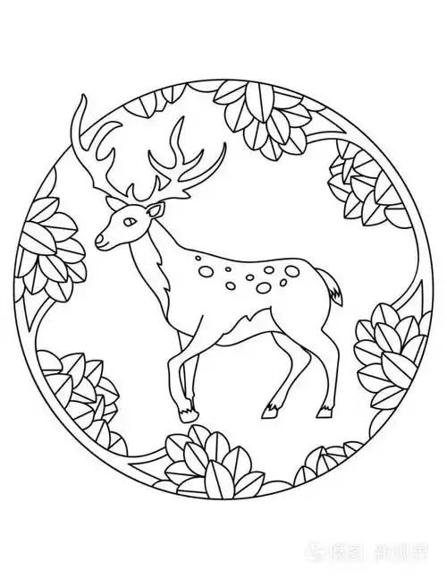 鹿图案梅花鹿插图曼陀罗