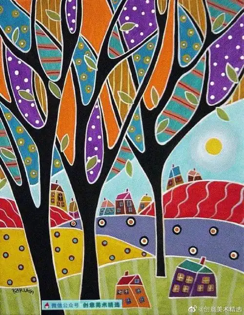 装饰画##色彩装饰画##儿童创意美术##创意美术##线描##儿童画##创意