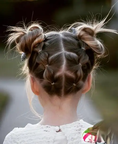 【图】小学生长发编发图片 儿童女孩编发盘发大全_时尚发型_发藏网