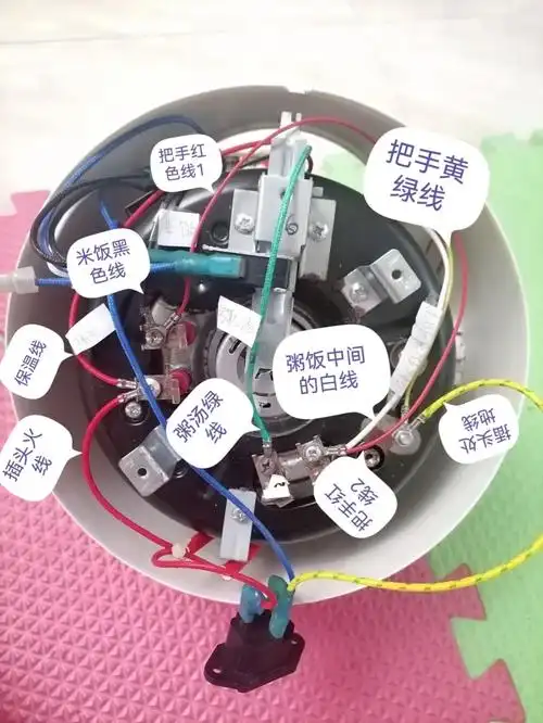 接错了,黄绿色两根线是地线,再看着网上找的图三,电饭煲有两个功能