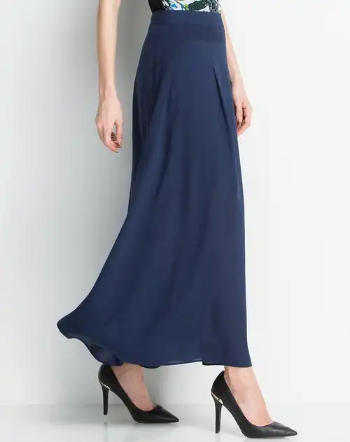 藏蓝色清新文艺淑女休闲长裙