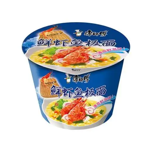 康师傅136g大食桶鲜虾鱼板面方便面