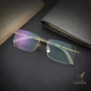 天然牛角手工超轻纯钛复古防蓝光男潮大脸近视商务无框方眼镜框