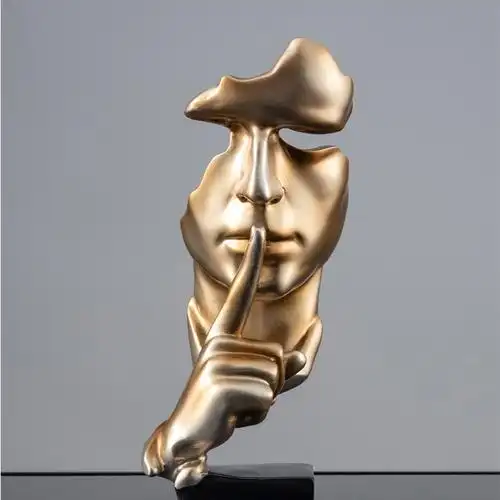 沉默是金人物抽象工艺品摆件客厅电视柜酒柜家居树脂雕塑摆饰定制