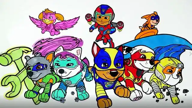 寓教于乐汪汪队立大功简笔画10秒学会认知颜色形状