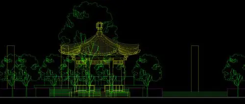 公园景观亭立面图图片