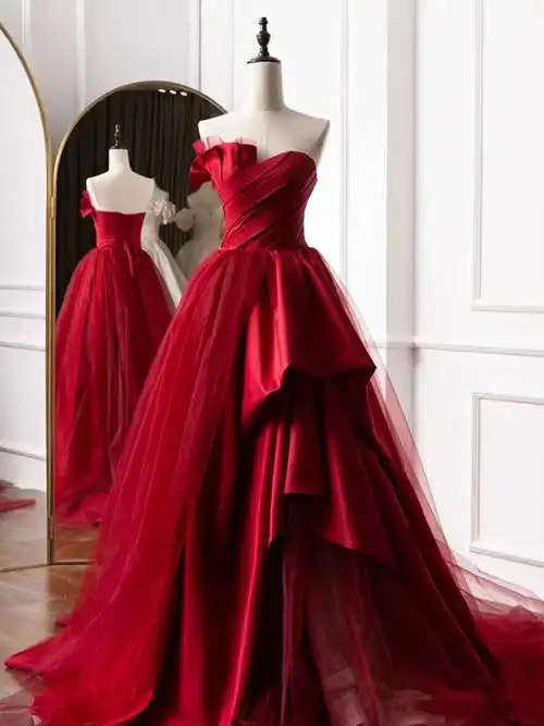 浪漫巴黎婚纱礼服批发店的优惠券大全—高端红色婚纱礼服2021新款高贵