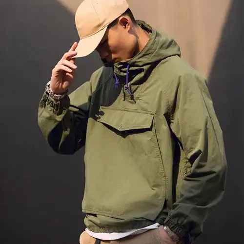 卫衣男拉链半拉套头宽松潮牌春秋工装断码连帽卫衣