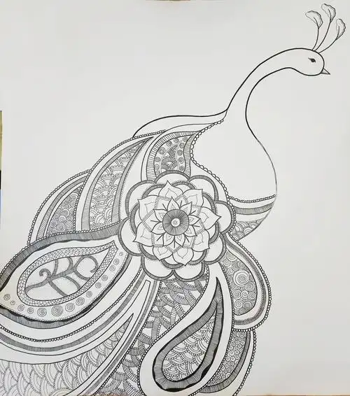 手绘孔雀装饰画.-堆糖,美好生活研究所