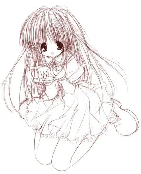 动漫人物图片女生简笔画大全大图卡通女生素描铅笔画素描画卡通女生