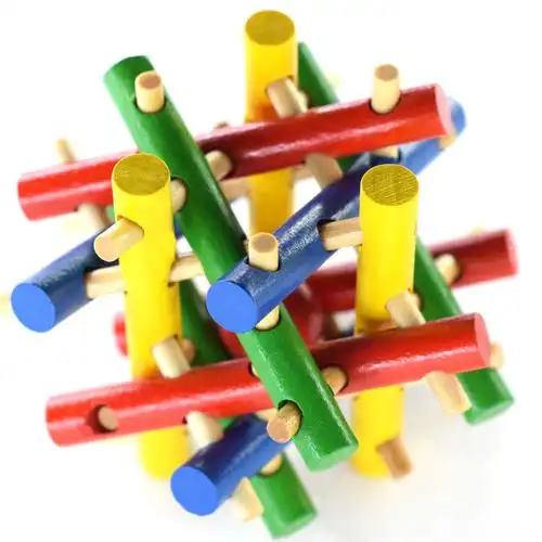 彩色十二姐妹孔明锁鲁班锁玩具新奇特木制品