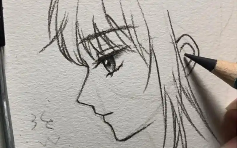 女生侧脸的画法