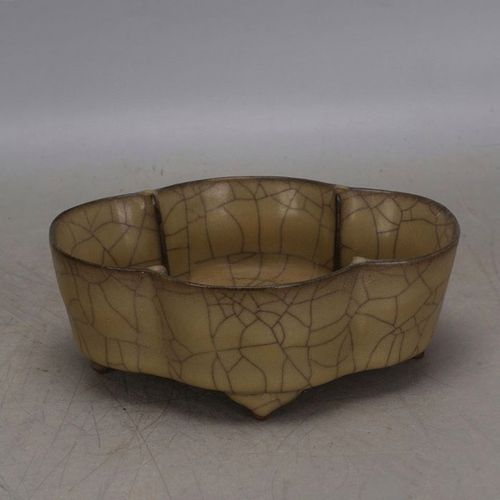 宋代官窑紫口铁足四仞笔洗花盆做旧仿古瓷器古玩收藏摆件水洗手工