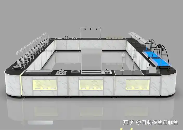 自助餐台设计效果图定制取餐台