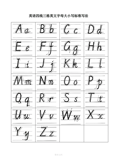 英语四线三格英文字母大小写标准写法