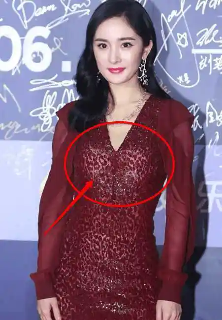 杨幂穿网纱透视裙, 大奶球傲人 网友: 都吊起来累坏了胸罩!