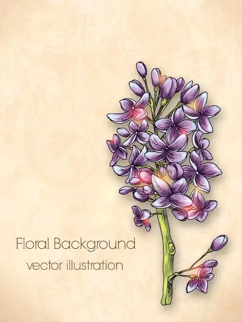 手绘紫丁香矢量素材