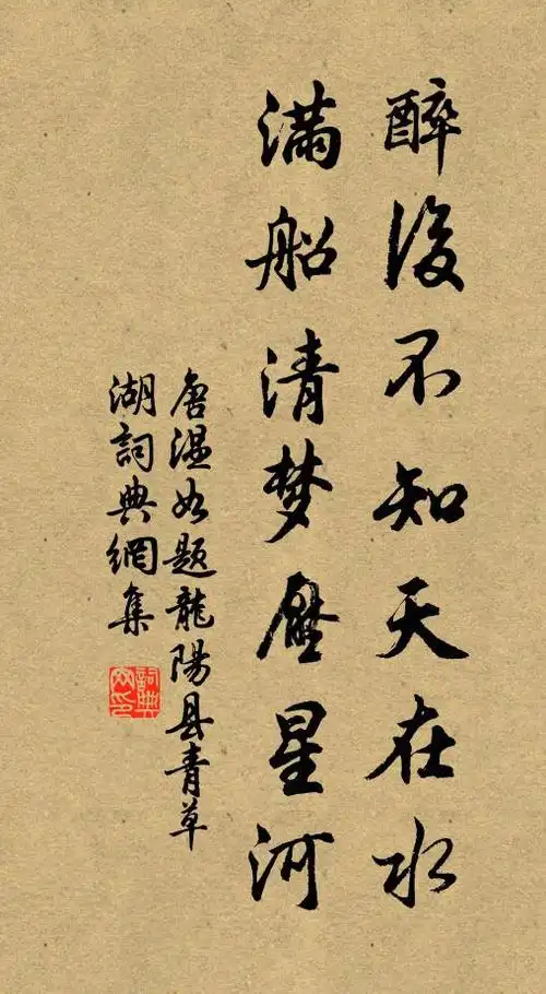 唐珙醉后不知天在水,满船清梦压星河.书法作品欣赏