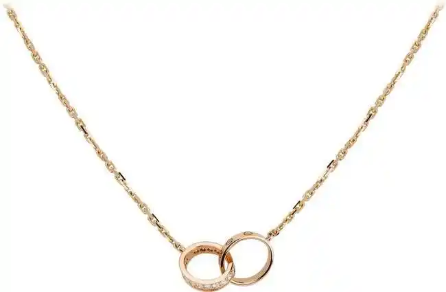 卡地亚love项链18k玫瑰金钻石双环卡地亚项链价格 31500